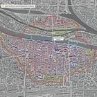 Umgriff des Welterbes Altstadt Regensburg mit Stadtamhof, Besucherzentrum Welterbe. Karte der Stadtgrenzen.