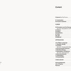 Text: „Content“ mit Kapiteln zu Einleitung, Mensch, Ansätzen und Schlussfolgerung. Darunter Detailpunkte wie "Perception", "Nature", "Sustainability".

Links unten: Beschreibung einer Buchszene mit natürlichen und künstlerischen Elementen.