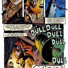 Comic mit buckliger Figur auf Turm. Text sagt: "DÜLL DÜLL DÜLL... GEISTERSTUNDE". Turm, Fledermäuse, Glocke ertönt unheimlich.