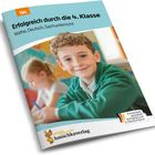 Erfolgreich durch die 4. Klasse: Mathe, Deutsch, Sachunterricht. Ein Junge lächelt; Logo unten links zeigt ein Maskottchen.