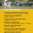 Texte beschreiben verschiedene Sehenswürdigkeiten und kulturelle Themen mit Seitenangaben. Im Hintergrund ist ein Schloss.