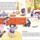 Text: "Anni!" rief Nele fröhlich. Eine farbenfrohe Illustration zeigt Nele spielend mit einem schwarzen Hund in einer Küche.