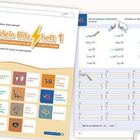 „Mein Blitzheft 1“ – Schreibtraining für Grundschüler. Links sind illustrierte Tiere zu sehen, rechts Schreibübungen.