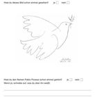 Pablo Picasso, Die Friedenstaube. Illustration einer Taube mit Olivenzweig im Schnabel.