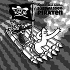 Text: "Kaulbi und Kaktus Süßwasser-Piraten". Illustration: Zwei skurrile Figuren auf einem Floß mit Piratenflagge.
