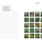 Inhalt: Kapitel zu Prinzipien, Pflege, Schnittmethoden. Links Liste von Pflanzen mit Seitenzahlen. Rechts Pflanzenbilder.