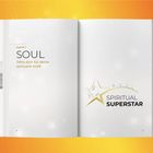 Kapitel 1: Soul. Öffne dich für deine spirituelle Kraft. Rechts ein Stern-Logo mit "SPIRITUAL SUPERSTAR". Orangener Hintergrund.