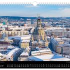 Januar-Kalender mit Dresdner Frauenkirche im Schnee. "Winterzauber an der Dresdner Frauenkirche" ist zu lesen.