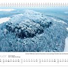 Text: "Januar", "01.01. Neujahr", "06.01. Heilige Drei Könige". Schneebedeckte Felsen und Wälder im Elbsandsteingebirge.