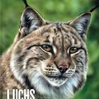 Text: "Luchs | STEP BY STEP" und "LUCHS". Beschreibung: Eine realistische Illustration eines Luchses mit ausdrucksvollen Augen.