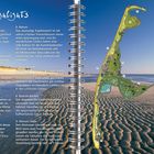 **Sylter Highlights** und **Termine**. Links Aufzählung von Orten auf Sylt, rechts Termine für 2027, darunter illustrierte Karte. Sandstrandhintergrund.