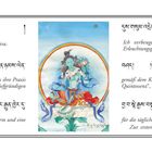 Texte in Deutsch und Tibetisch über "Verehrung der Meisterin Arya Tara". Rechts ist eine farbenfrohe Illustration.