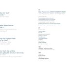 Zwei Spalten mit blauer und grauer Schrift. Links: "Inhalt", Artikelüberschriften und Seitenzahlen. Rechts: Fortsetzung.