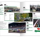 "Inhalt 184 Virtuelles Racing, 222 Statistik, 238 Sieger seit 1977. Motorsportbilder von Rennstrecken und Fahrern."