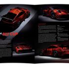 „Der neue 911 CUP“ in roter Schrift. Zwei Rennwagen mit auffälligem rot-schwarzen Streifenmuster, technische Details beschrieben.