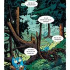 Comic mit blauem Wesen im Wald, verzweifelt. Text: "Was hab ich bloß gemacht?" "In zwei Wochen zum Spuckchampion."