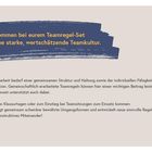 Willkommen bei eurem Teamregel-Set für eine starke, wertschätzende Teamkultur. Beige Hintergrund mit blauem Akzent.