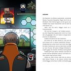 "Villager on Tour" steht auf einem Poster. Daneben ein Junge, der am Computer spielt. Links ein Fenster mit Regentropfen.