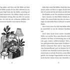 Zu sehen ist ein Text über Ma Millie und Nova. Rechts eine Illustration: Ma Millie sitzt in einem Sessel, streichelt Nova.