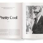 "Pretty Cool" und "So ein Blick auf die Facetten eines Sehnsuchtsphänomens." Links Textpassagen, rechts schwarz-weißes Foto.