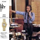 „Wall Street“ mit Michael Douglas und Charlie Sheen. Zwei Cartier-Uhrenmodelle dargestellt, Santos Galbée und Panthère.