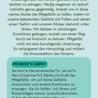 Oben: "Mitgefühl zu erfahren..." Unten: "PROBIER'S DAMIT". Text über Mitgefühl und emotionale Selbstfürsorge.