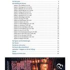 Inhaltsverzeichnis mit Kapiteln und Seitenzahlen. Oben eine Schere als Illustration, unten ein Buchrücken mit Titel "Über kurz oder lang".