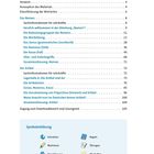 Inhaltsverzeichnis mit Kapiteln über Nomen, Artikel, Symbolerklärung. Symbole zeigen Schreiben, Regeln, Übungen.