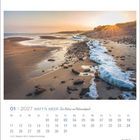01 | 2027 WATT'N MEER Die Natur im Nationalpark. Unten eine Monatsübersicht Januar. Küstenlandschaft im Sonnenuntergang.
