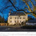 "Niederrhein - Schloss Lauersfort in Moers" steht unten. Im Vordergrund ragt ein großer, verzweigter Baum hervor.