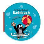 "Der kleine Maulwurf Badebuch" steht mit verspieltem Maulwurf, der einen Ball aus dem Wasser hebt.