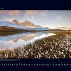 05 Mai. Der See des Casseus in den Französischen Alpen, umgeben von Blumen. Kalender mit Monatsübersicht.