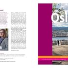 Text: "Oslo", "Unterwegs mit Lisa Arnold", "2. komplett überarbeitete und aktualisierte Auflage 2026". Links ein Artikel mit Bild von Frau. Rechtes Bild zeigt Stadtansicht.