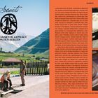 Text: „SVANETI“, „EIN CHARAKTER, GEPRÄGT VON DEN BERGEN“. Links Landschaft mit Bergen, rechts Kuh und traditionelles Essen.