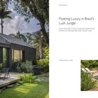 Floating Luxury in Brazil's Lush Jungle. Moderne Villa mit Garten und Pool, umgeben von exotischer Vegetation.