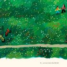 "So ... you want to know about life, huh?" Zwei Räder im Gras, zwei Personen und ein Hund in einer blumigen Landschaft.