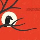 Text: "Die folgende Geschichte beruht auf einer wahren Begebenheit. Zum Schutz der Betroffenen wurden die Namen geändert." Illustration: Ein schwarzer Vogel sitzt auf einem Ast vor einem roten Hintergrund mit weißer Sonne.