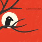 Text: "The following story is based on real events. Names have been changed to protect those involved."  
Illustration: Ein Baum mit einem schwarzen Vogel vor rotem Hintergrund.