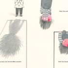 Texte: "Sieht Toto seltsam aus?", "Sieht Toto hässlich aus?", "Ich frage mich, wie Toto für Niko aussieht." Illustration: Ein Kind hängt kopfüber.