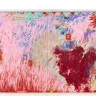 Eine abstrakte Illustration mit lebhaften Pinselstrichen in Rosa, Rot, Lila und Türkis, die ein lebhaftes, organisches Muster formen.