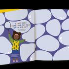 "Du hast einen Wunsch für mich frei? Ich bin gespannt! Ich wünsche dir ein Meerschweinchen." Kind mit Lupe, bunte Kleidung.