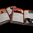 Zwei geöffnete Magazine mit Artikeln, Bildern und rotem Rand. Texte lesen sich als ausführliche Artikel.