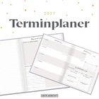 2027 Terminplaner. Offener Kalender mit Wochenübersicht. Texte: "Das wird mein Jahr", "Das muss unbedingt rein".