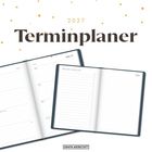 „2027 Terminplaner“. Zeigt zwei geöffnete Seiten eines Kalenders mit To-Do-Liste und Notizen unter Streupunkten.