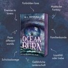 "Buchcover von M.L. Rennau: 'Ocean Burn'. Ein Auge im Sturm. Themen: Verbotene Liebe, Schicksal, Fantasy."