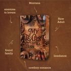 Ein Buch mit dem Titel "My Tears Will Dry" von Johanna Kunze. Begriffe wie "cowboy romance", "enemies to lovers" und "Montana" sind drumherum.