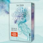 "ICH BRAUCHE MICH", "Wer bin ich ohne Stress?", "Spiegel Bestseller-Autorin". Eine schemenhafte, blaue Zeichnung einer Frau.
