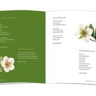 Texte: "SEELENSTREICHLERIN", "WEIHNACHTSROSE", "WINTERBLUME", "HOFFNUNGSLICHT". Gedichte und botanische Illustrationen.