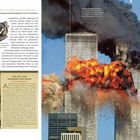 Links: Text über politischen Wandel in Lateinamerika. Rechts: Explosion im World Trade Center, UNited-Airlines-Flug 175.
