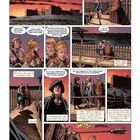 Eine Comic-Seite mit Dialogen in Sprechblasen. Personen stehen auf einer Holzbrücke in einer Befestigungsanlage, beleuchtet von Sonnenuntergang.